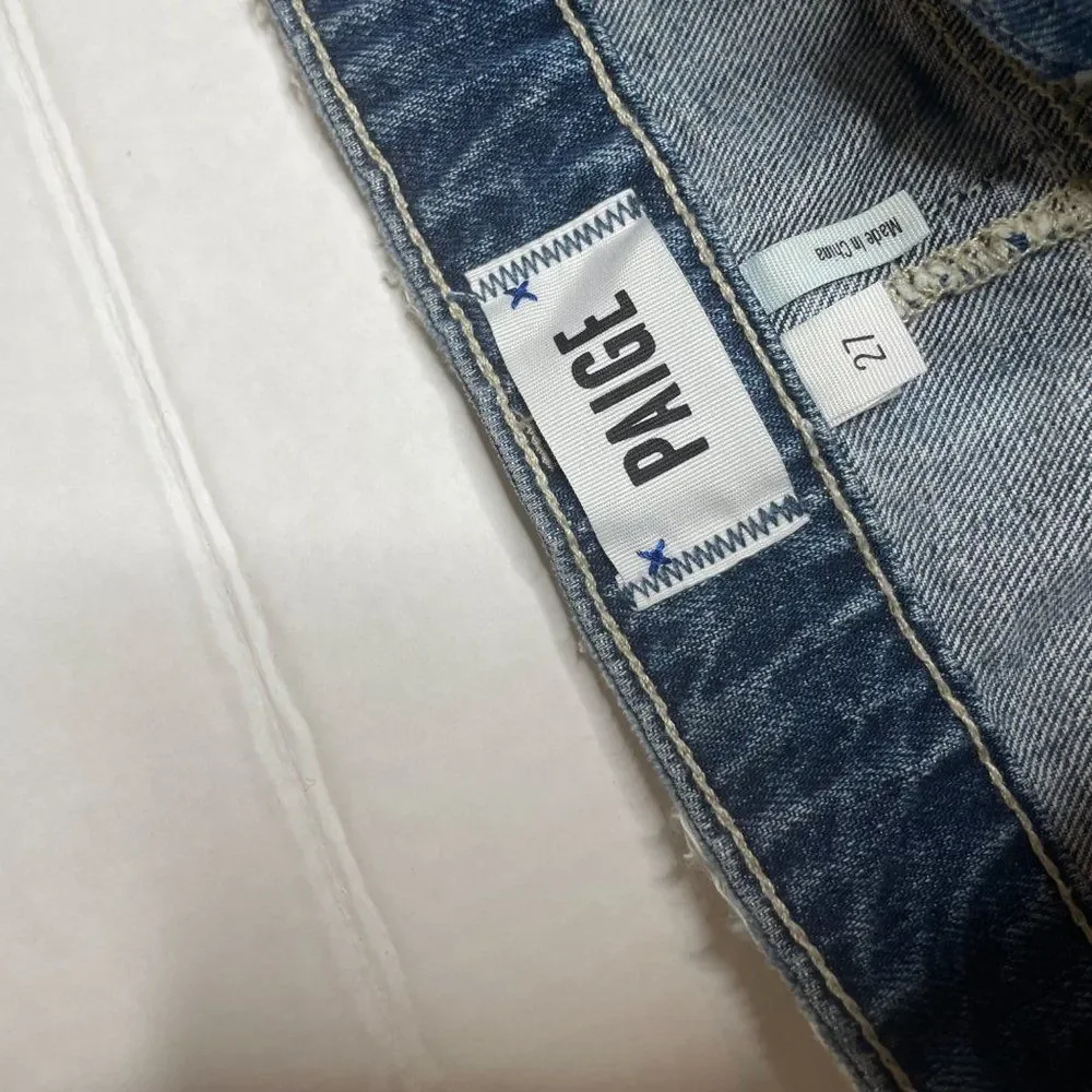 Paige Alethea Vale Denim Mini Skirt Blue Raw Hem Size 27 - Picture 11 of 14